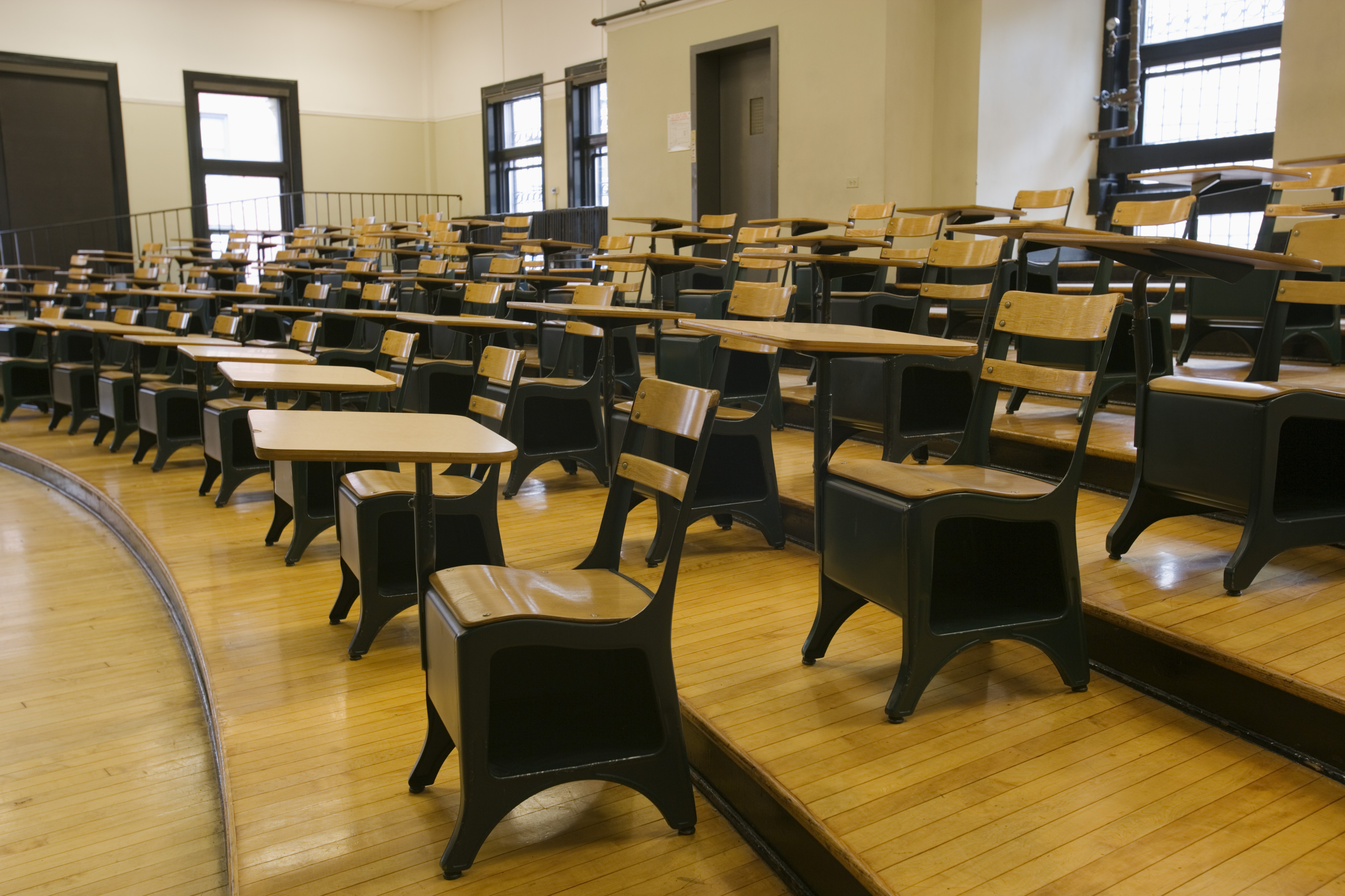 Desks in classroom